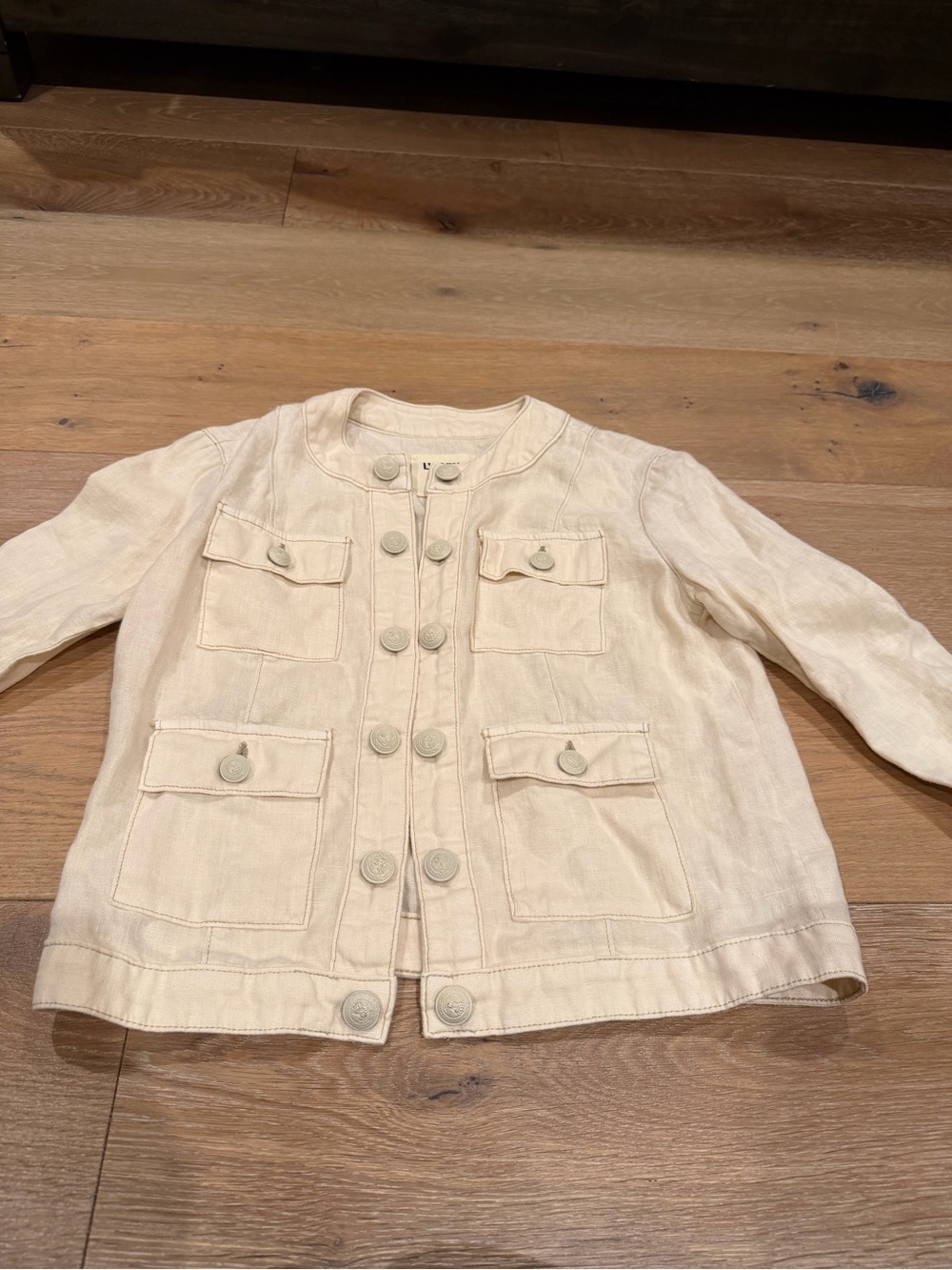 L'AGENCE Yari Collarless Lightweight 100% Linen Open-Front Jacket Size S - Picture 9 of 13
